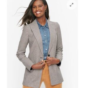 NWT! Talbots Houndstooth Blazer Wool Blend Women’s Size 8P Petite Corporate